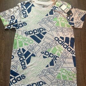 Adidas Logo Tee in Blue and Green